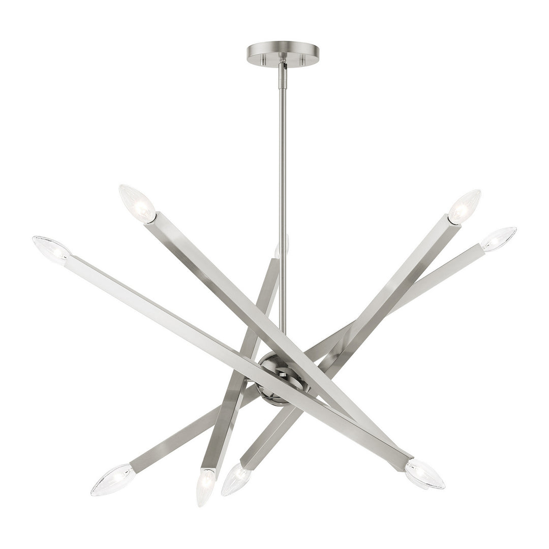 Livex Monaco 46986-91 Chandelier Light - Brushed Nickel w/ Black Chromes