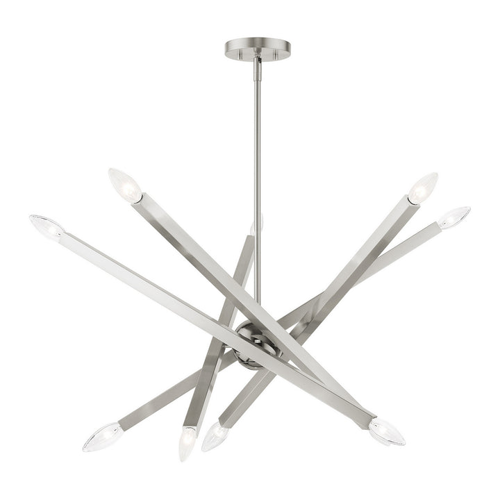 Livex Monaco 46986-91 Chandelier Light - Brushed Nickel w/ Black Chromes