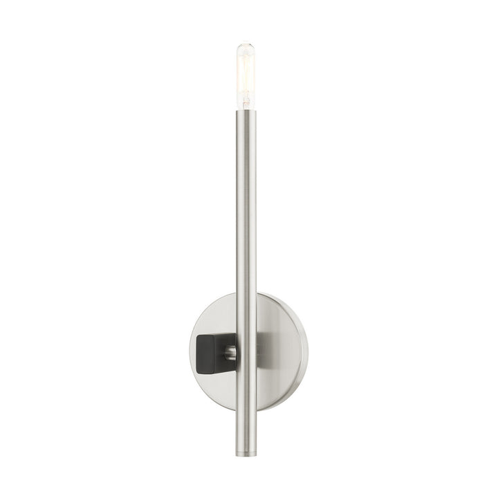 Livex Denmark 49341-91 Wall Sconce Light - Brushed Nickel w/ Blacks