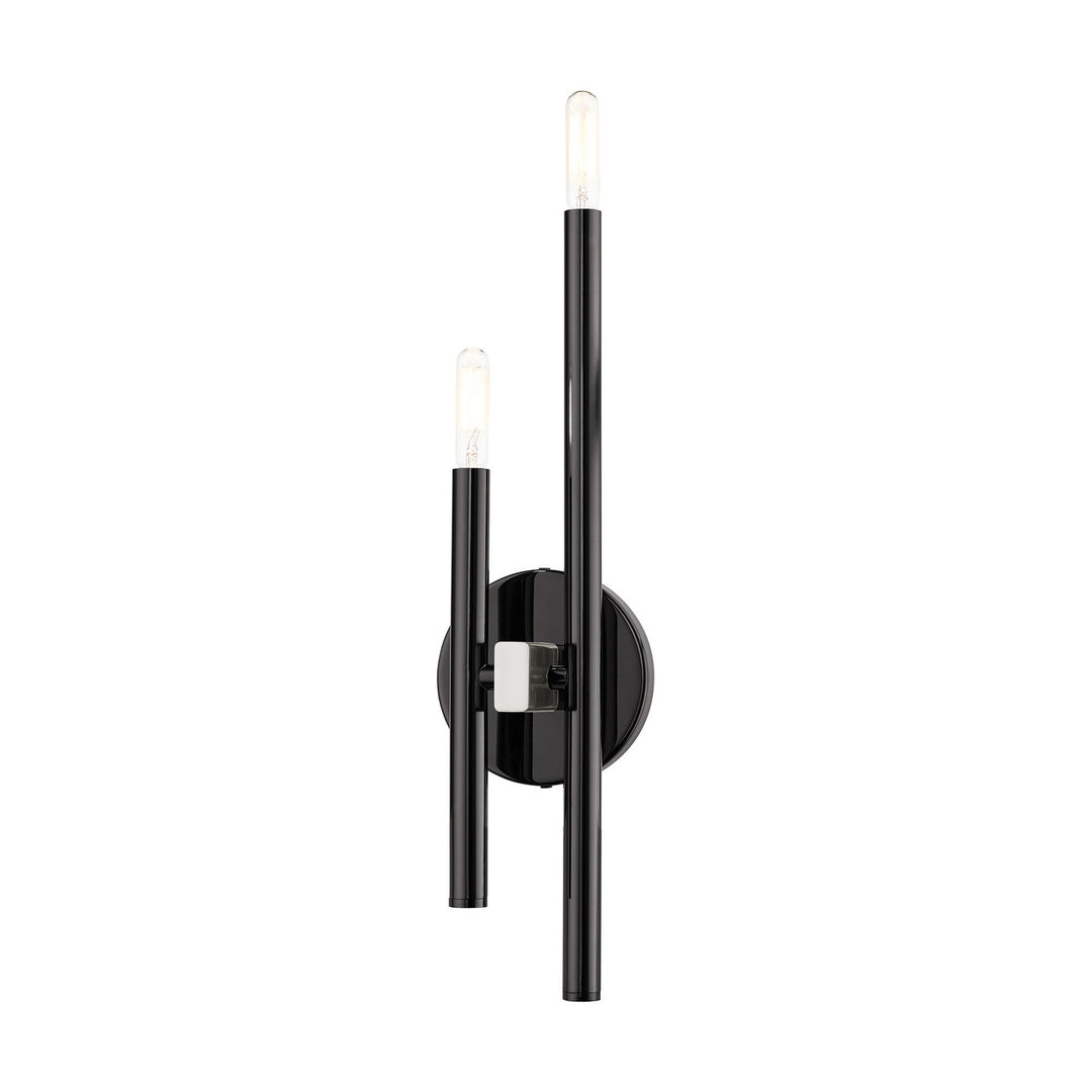 Livex Denmark 49342-46 Wall Sconce Light - Black Chrome w/ Brushed Nickels