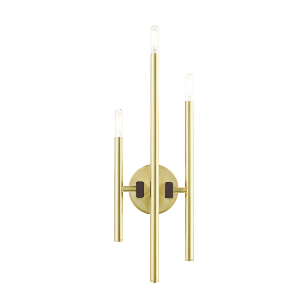 Livex Denmark 49343-12 Wall Sconce Light - Satin Brass w/ Bronzes