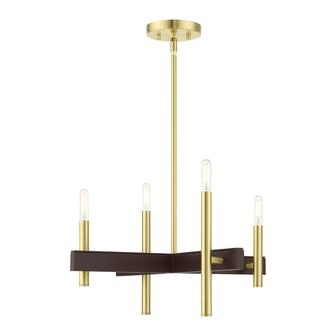 Livex Denmark 49344-12 Chandelier Light - Satin Brass w/ Bronzes