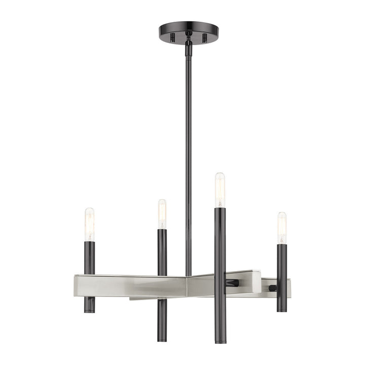 Livex Denmark 49344-46 Chandelier Light - Black Chrome w/ Brushed Nickels