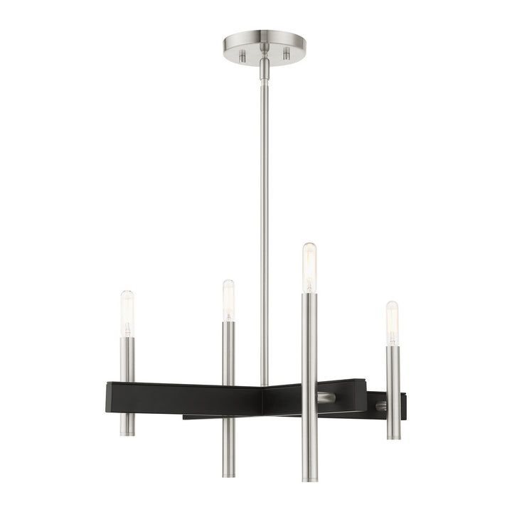 Livex Denmark 49344-91 Chandelier Light - Brushed Nickel w/ Blacks