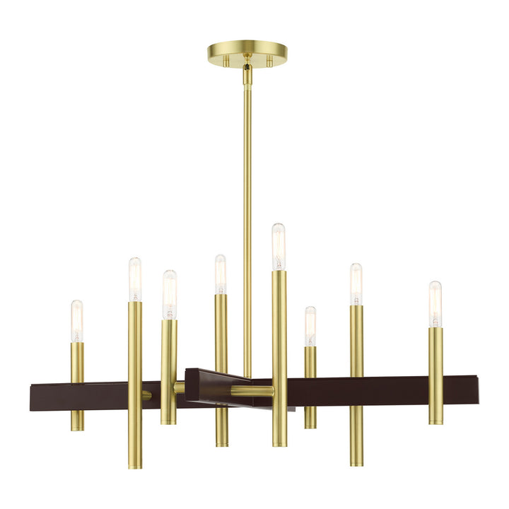 Livex Denmark 49348-12 Chandelier Light - Satin Brass w/ Bronzes