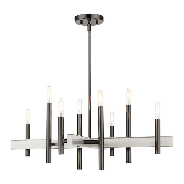 Livex Denmark 49348-46 Chandelier Light - Black Chrome w/ Brushed Nickels