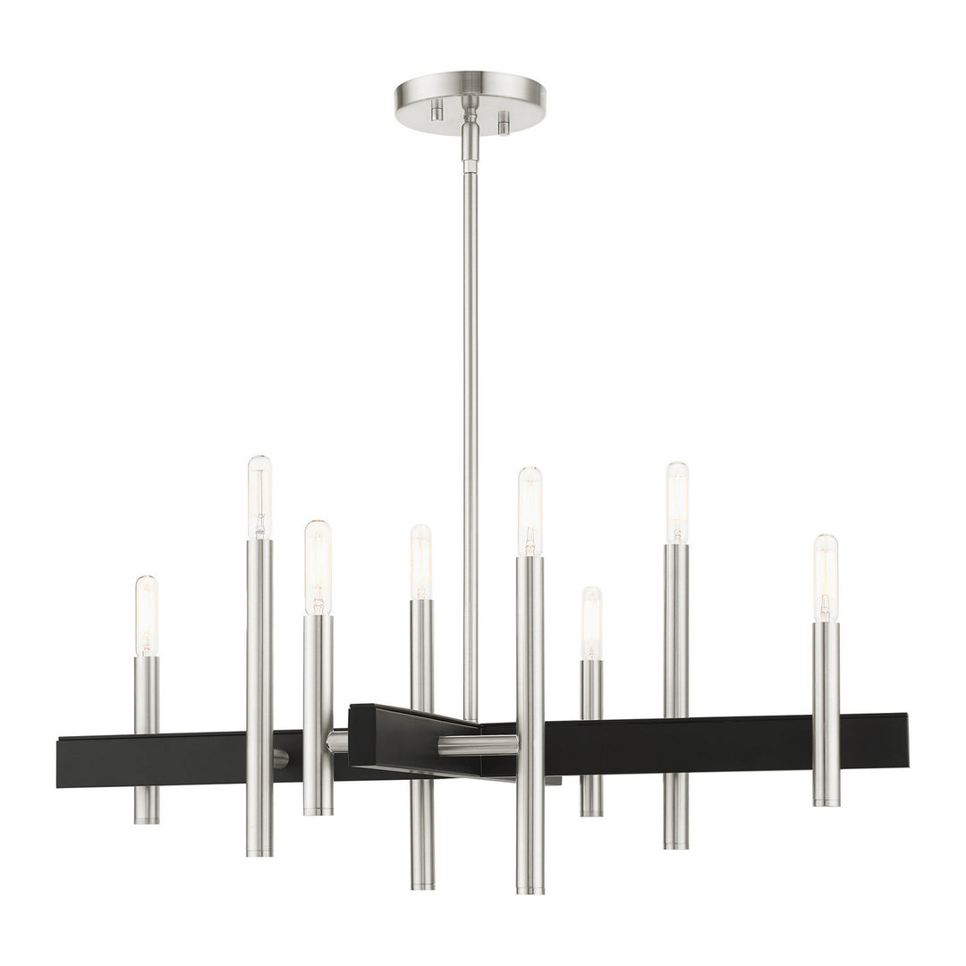 Livex Denmark 49348-91 Chandelier Light - Brushed Nickel w/ Blacks