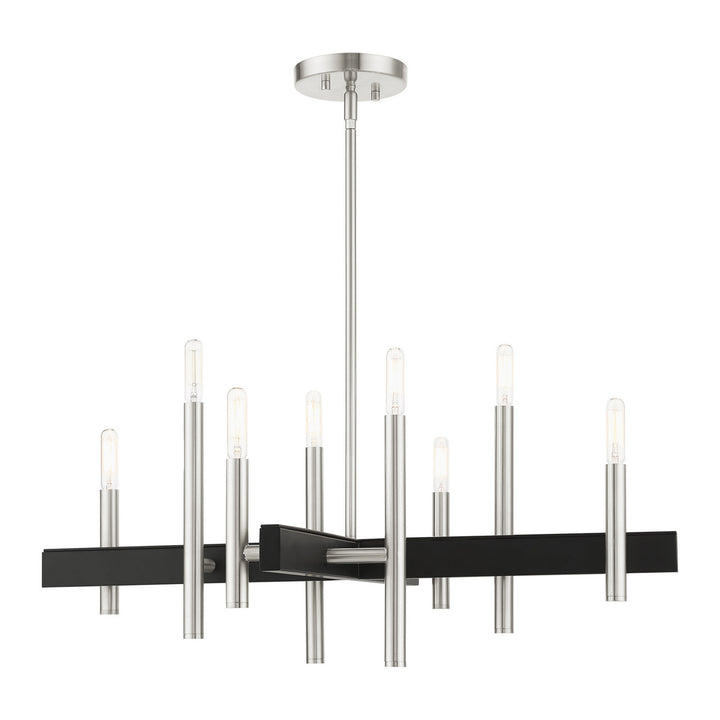 Livex Denmark 49348-91 Chandelier Light - Brushed Nickel w/ Blacks