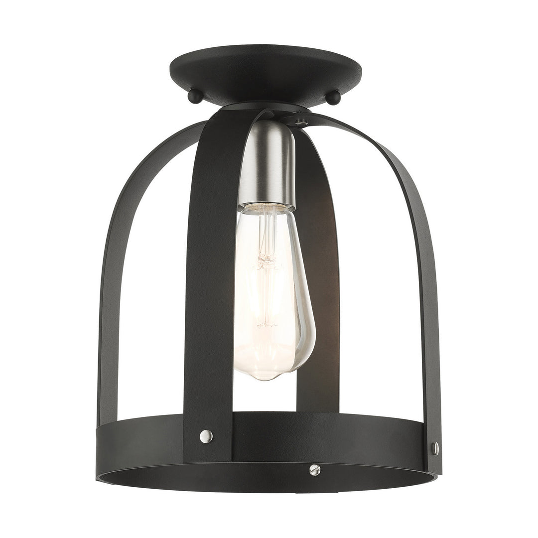 Livex Stoneridge 49641-14 Ceiling Light - Textured Black w/ Brushed Nickels