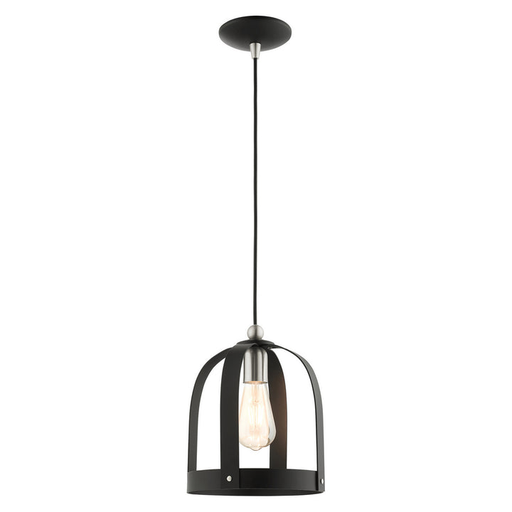 Livex Stoneridge 49642-14 Pendant Light - Textured Black w/ Brushed Nickels