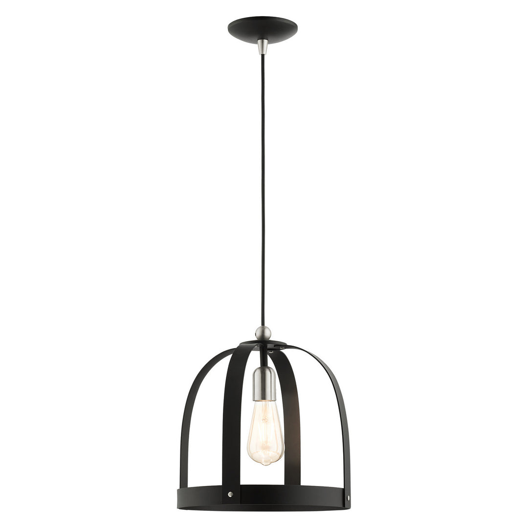 Livex Stoneridge 49643-14 Pendant Light - Textured Black w/ Brushed Nickels