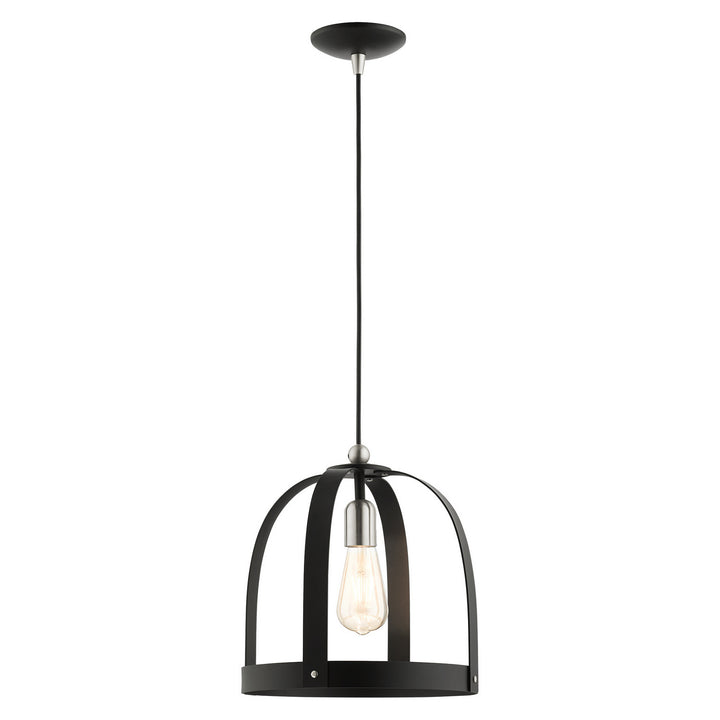 Livex Stoneridge 49643-14 Pendant Light - Textured Black w/ Brushed Nickels