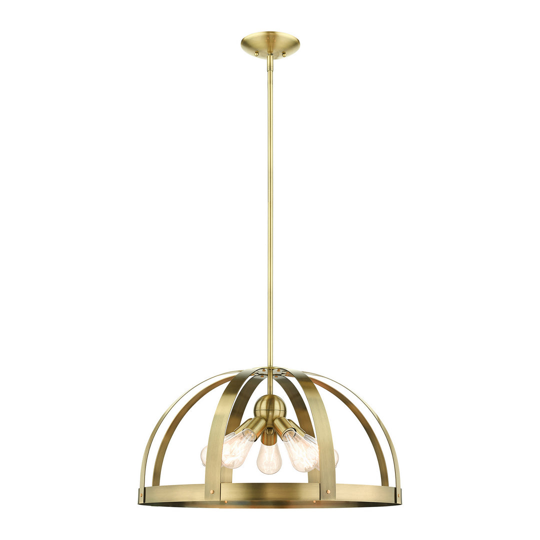 Livex Stoneridge 49645-01 Pendant Light - Antique Brass w/ Satin Brasss