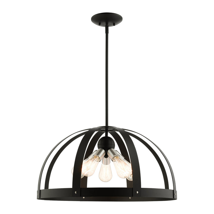 Livex Stoneridge 49645-14 Pendant Light - Textured Black w/ Brushed Nickels