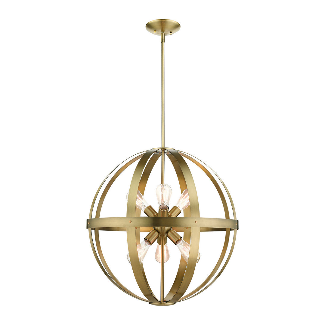Livex Stoneridge 49646-01 Chandelier Light - Antique Brass w/ Satin Brasss