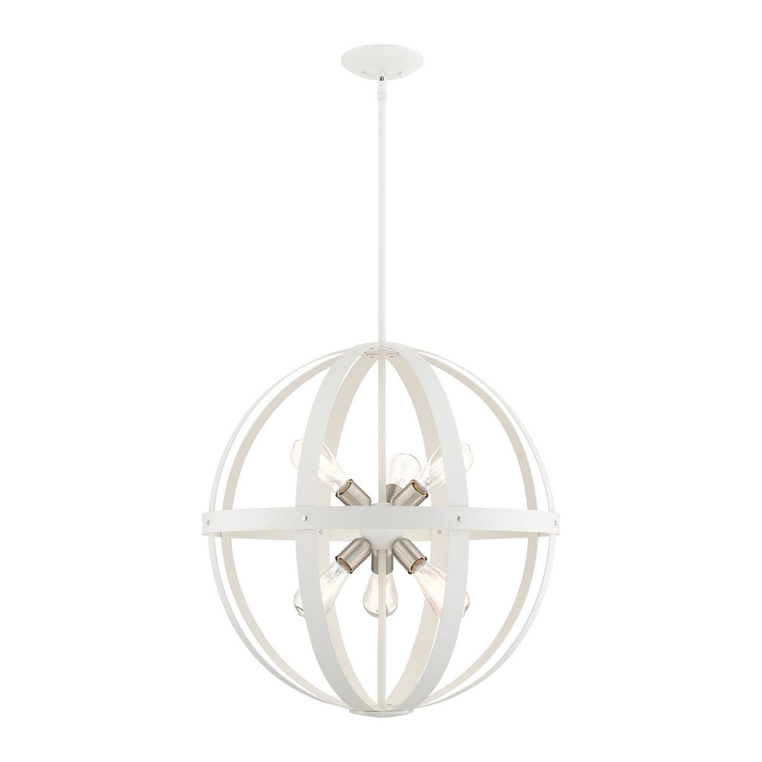 Livex Stoneridge 49646-13 Chandelier Light - Textured White w/ Brushed Nickel Cluster