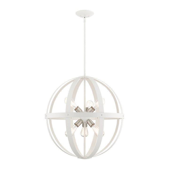Livex Stoneridge 49646-13 Chandelier Light - Textured White w/ Brushed Nickel Cluster