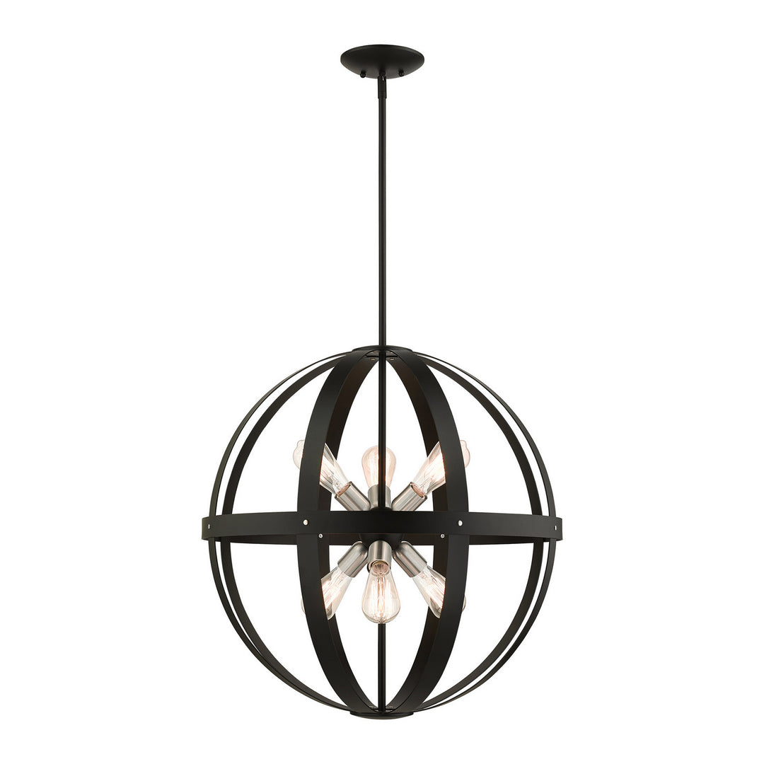 Livex Stoneridge 49646-14 Chandelier Light - Textured Black w/ Brushed Nickels