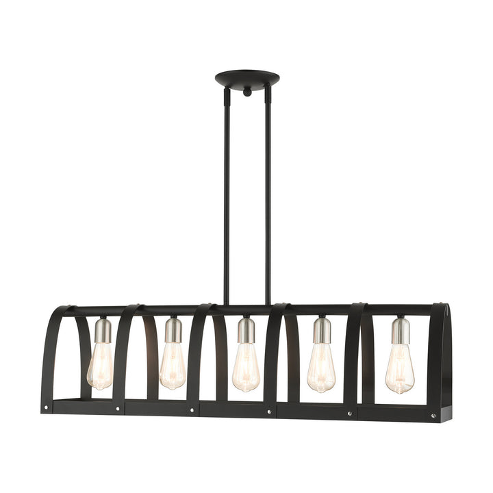 Livex Stoneridge 49649-14 Pendant Light - Textured Black w/ Brushed Nickels