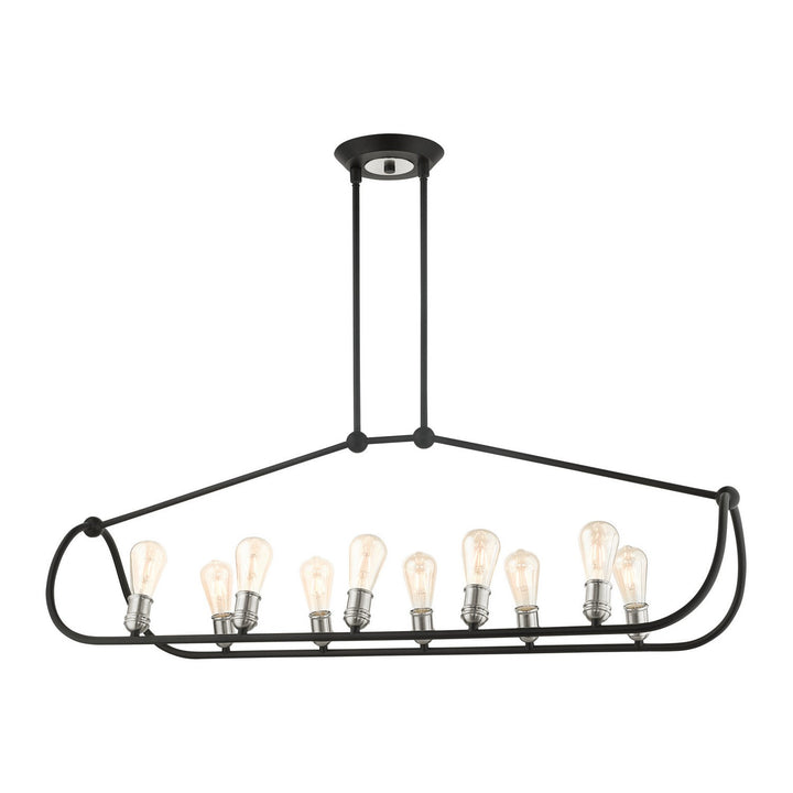 Livex Archer 49738-14 Pendant Light - Textured Black w/ Brushed Nickels