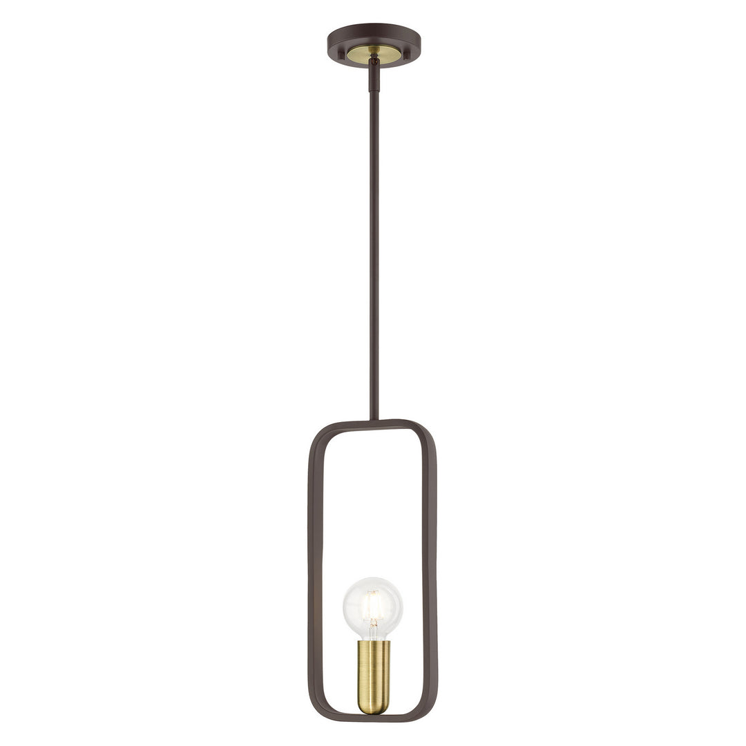 Livex Bergamo 49741-07 Pendant Light - Bronze w/ Antique Brasss