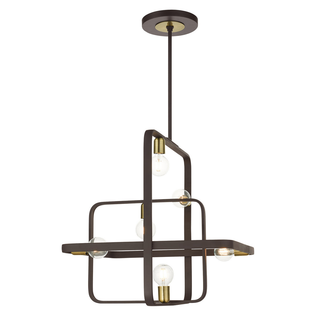 Livex Bergamo 49745-07 Chandelier Light - Bronze w/ Antique Brasss