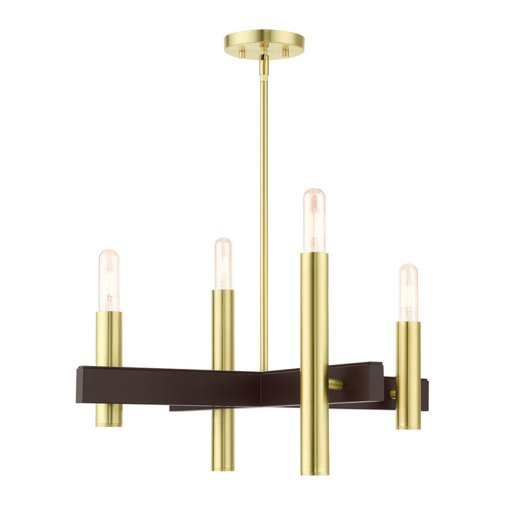 Livex Helsinki 49994-12 Chandelier Light - Satin Brass w/ Bronzes