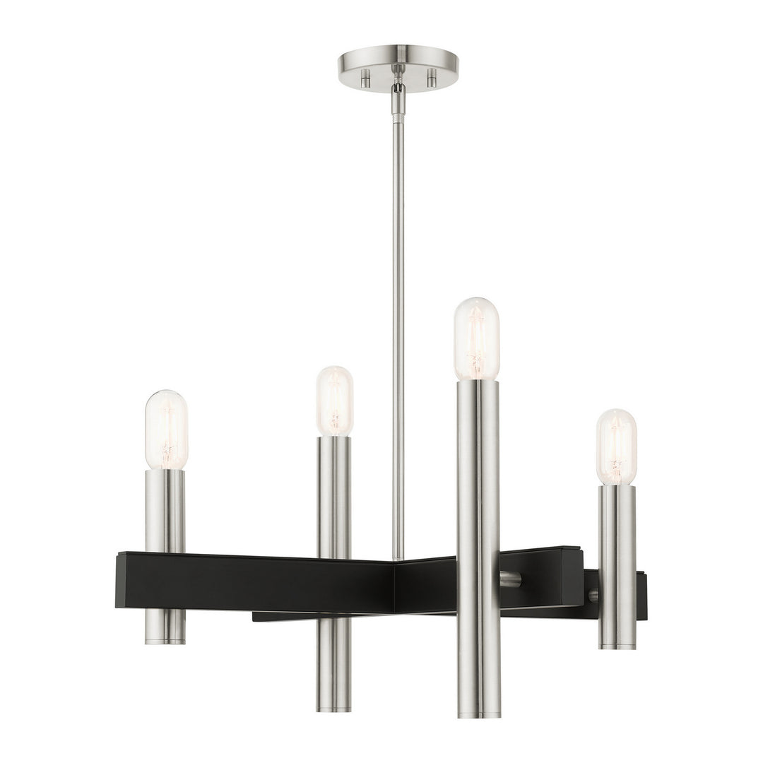 Livex Helsinki 49994-91 Chandelier Light - Brushed Nickel w/ Blacks