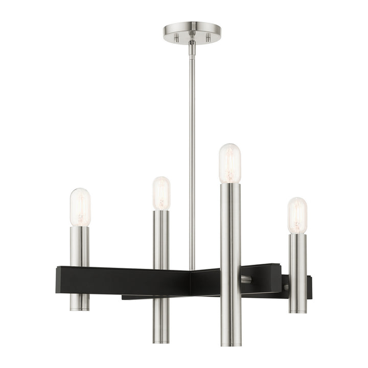 Livex Helsinki 49994-91 Chandelier Light - Brushed Nickel w/ Blacks