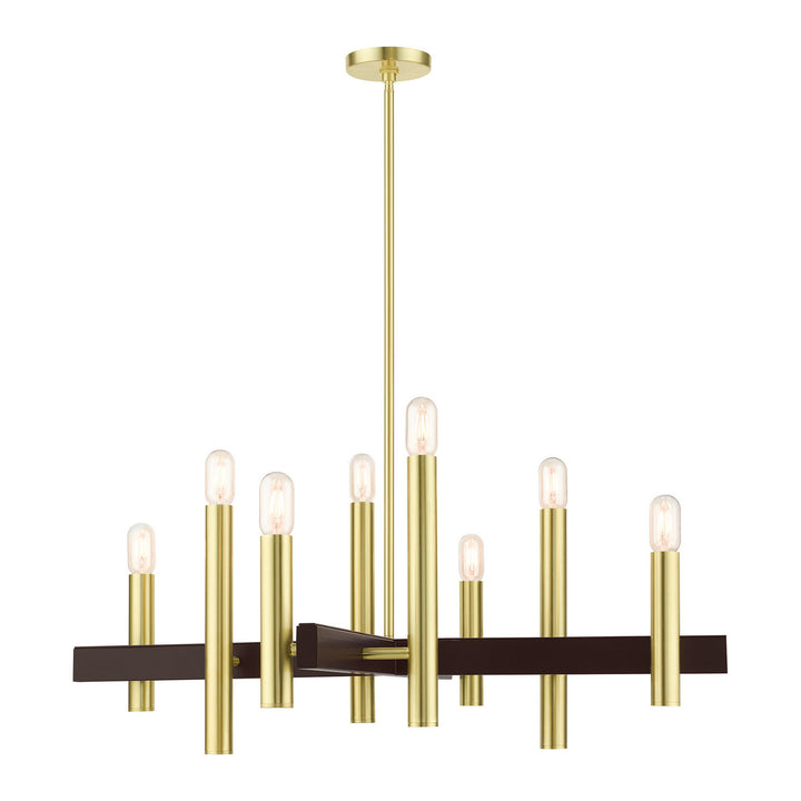 Livex Helsinki 49998-12 Chandelier Light - Satin Brass w/ Bronzes