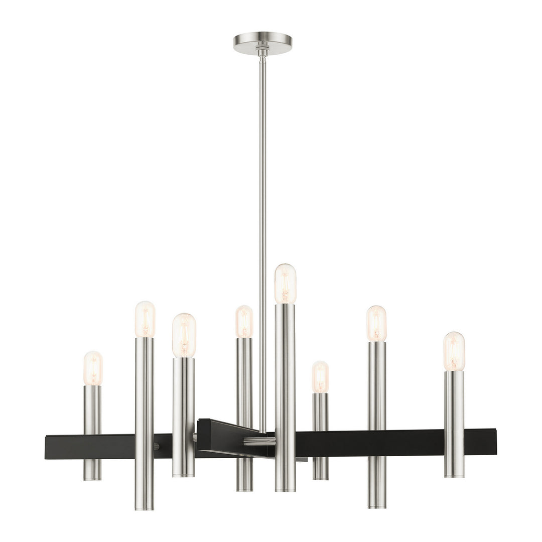 Livex Helsinki 49998-91 Chandelier Light - Brushed Nickel w/ Blacks