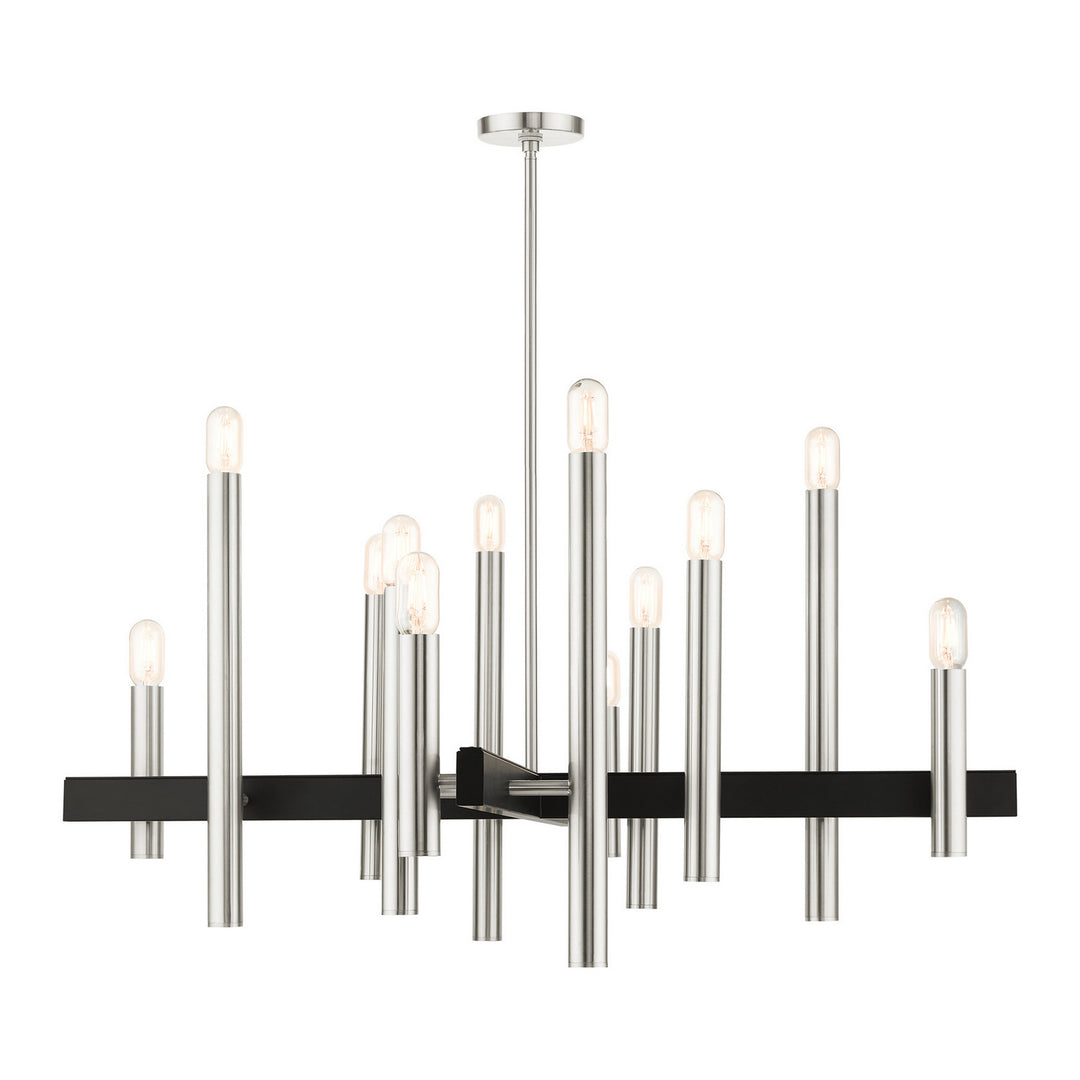 Livex Helsinki 49999-91 Chandelier Light - Brushed Nickel w/ Blacks