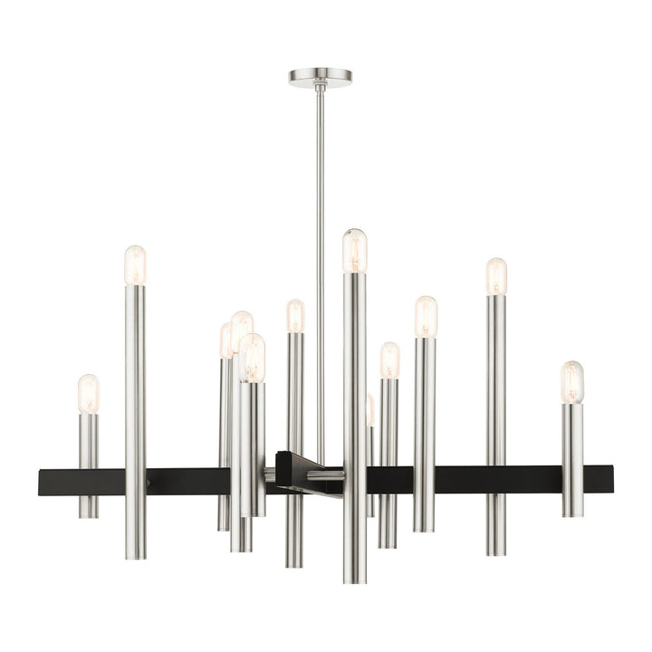 Livex Helsinki 49999-91 Chandelier Light - Brushed Nickel w/ Blacks
