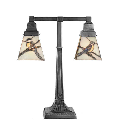 Meyda Tiffany Lighting 107400 Backyard Friends Two Light Table Lamp Lamp Bronze / Dark