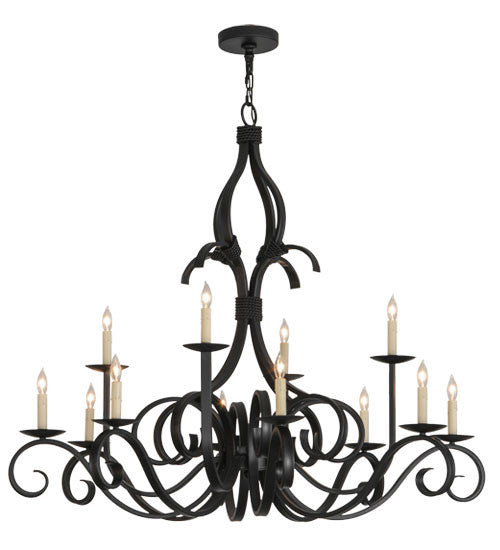 2nd Avenue Cypress 200076-16 Chandelier Light - Satin Black Wrought Iron