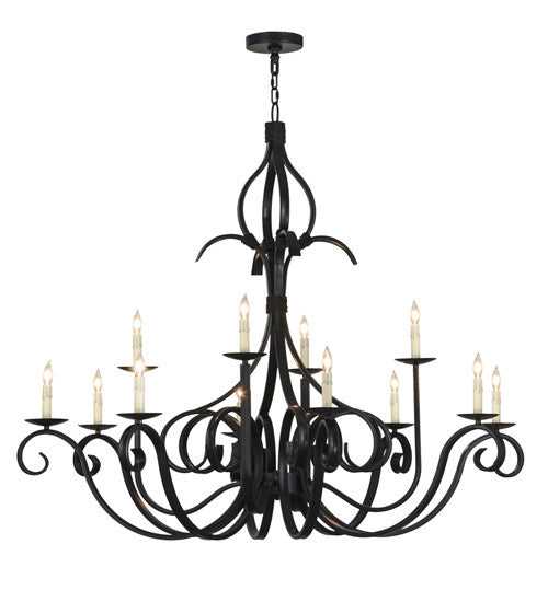 2nd Avenue Cypress 200076-18 Chandelier Light - Satin Black Wrought Iron