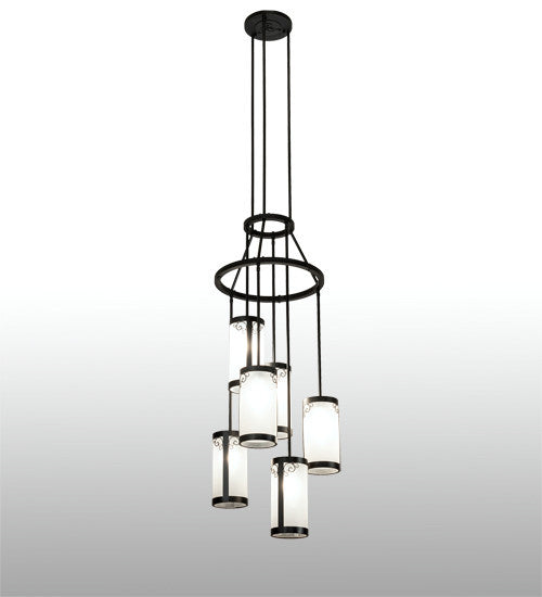 Meyda Tiffany 225670 Six Light Chandelier from Putrelo Collection in Wrought Iron Finish, 24.00 inches