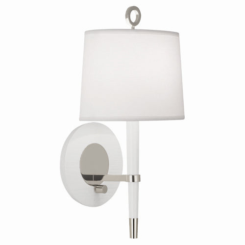 Robert Abbey Jonathan Adler Ventana AW672 Wall Sconce Light - White Wood w/ Polished Nickel