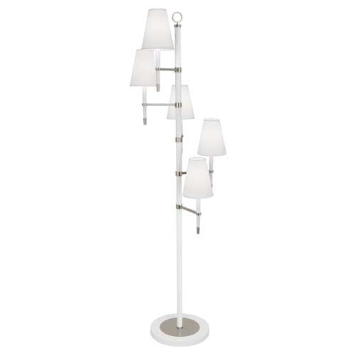 Robert Abbey Lighting AW770 Jonathan Adler Ventana Lamp White Wood W/ Polished Nickel