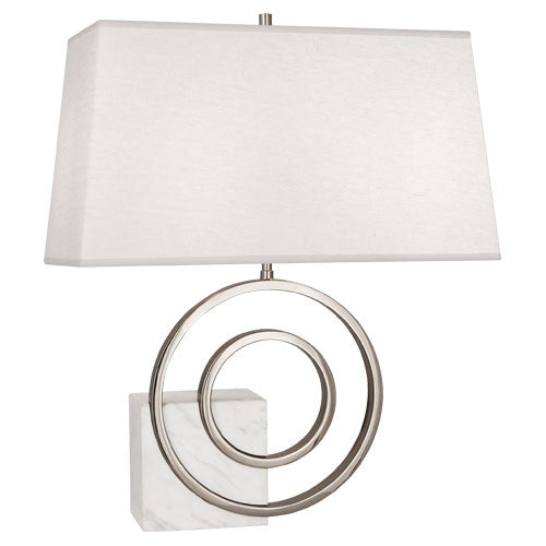 Robert Abbey Lighting R910 Jonathan Adler Saturn Lamp Polished Nickel W/ White Marble