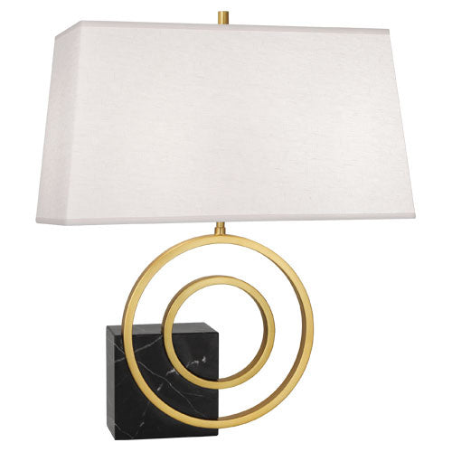 Robert Abbey Lighting R911 Jonathan Adler Saturn Lamp Antique Brass W/ Black Marble