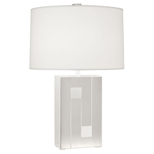 Robert Abbey Lighting WH579 Blox Lamp White Enamel W/ Polished Nickel