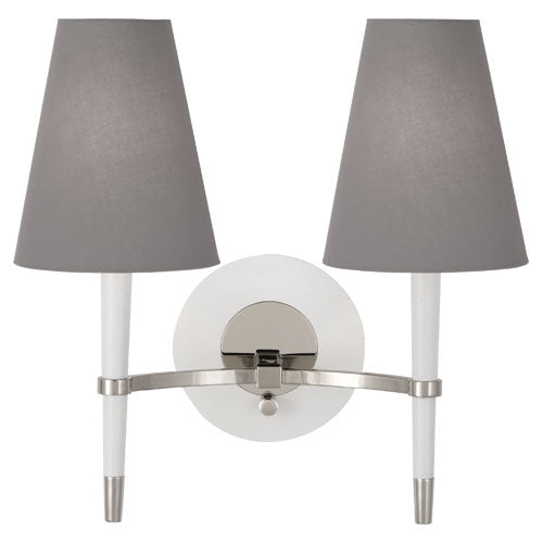 Robert Abbey Jonathan Adler Ventana WH771 Wall Sconce Light - Whiteed Wood w/Polished Nickeled