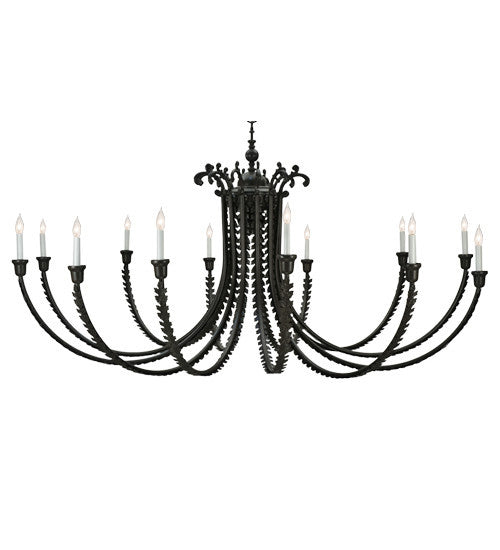 Meyda Tiffany 108852 Traditional 12 Light Chandelier from Oak Bough Collection Dark Finish, 80.00 inches, 80" Width, Timeless Bronze