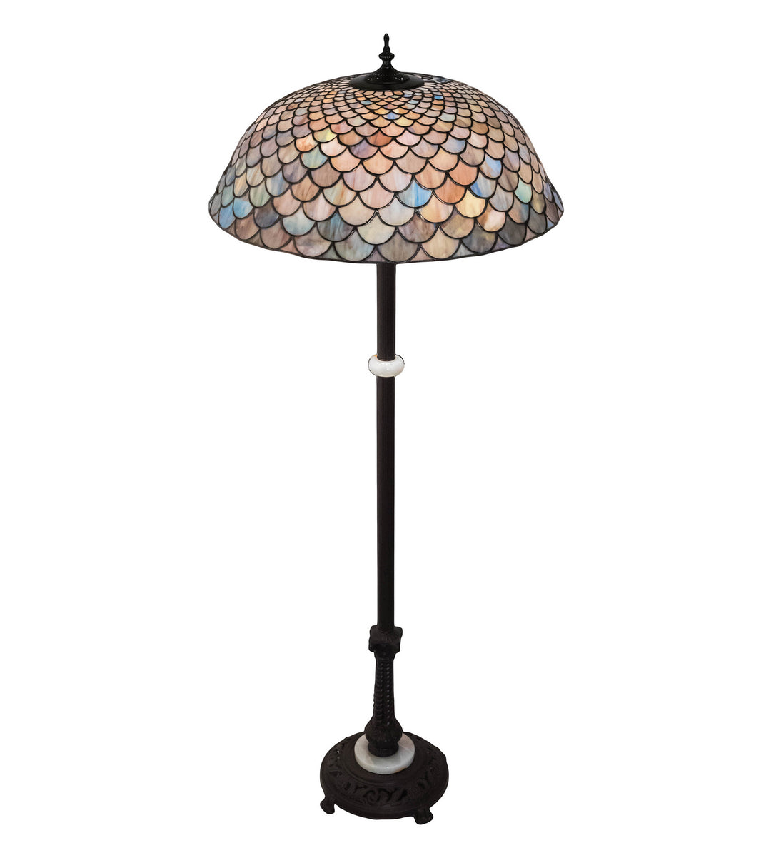 Meyda Tiffany Lighting 108588 Tiffany Fishscale Three Light Floor Lamp Lamp Bronze / Dark