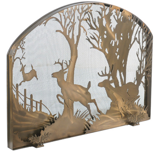 Meyda Tiffany Lighting 107759 Deer On The Loose Fireplace Screen Home Decor Copper/Antique/Verde