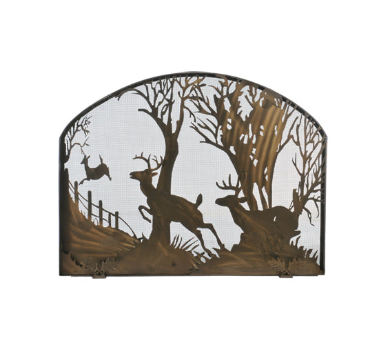 Meyda Tiffany Lighting 107759 Deer On The Loose Fireplace Screen Home Decor Copper/Antique/Verde