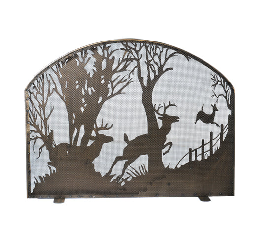 Meyda Tiffany Lighting 107759 Deer On The Loose Fireplace Screen Home Decor Copper/Antique/Verde