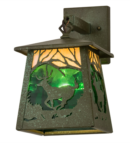 Meyda Tiffany Lighting 107760 Stillwater One Light Wall Sconce Outdoor Copper/Antique/Verde