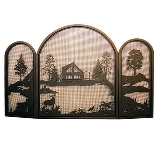 Meyda Tiffany Lighting 122977 Quiet Pond Fireplace Screen Home Decor Bronze / Dark